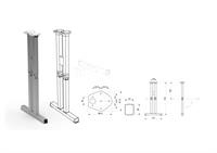 ASTRO 4 GAMBA ALLUMINIO DOPPIA PIEDE A T 40X32MM. H.720 MM.