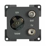 PRESA MP12ATVS 12V AUTO+TV+SAT GRIGIA